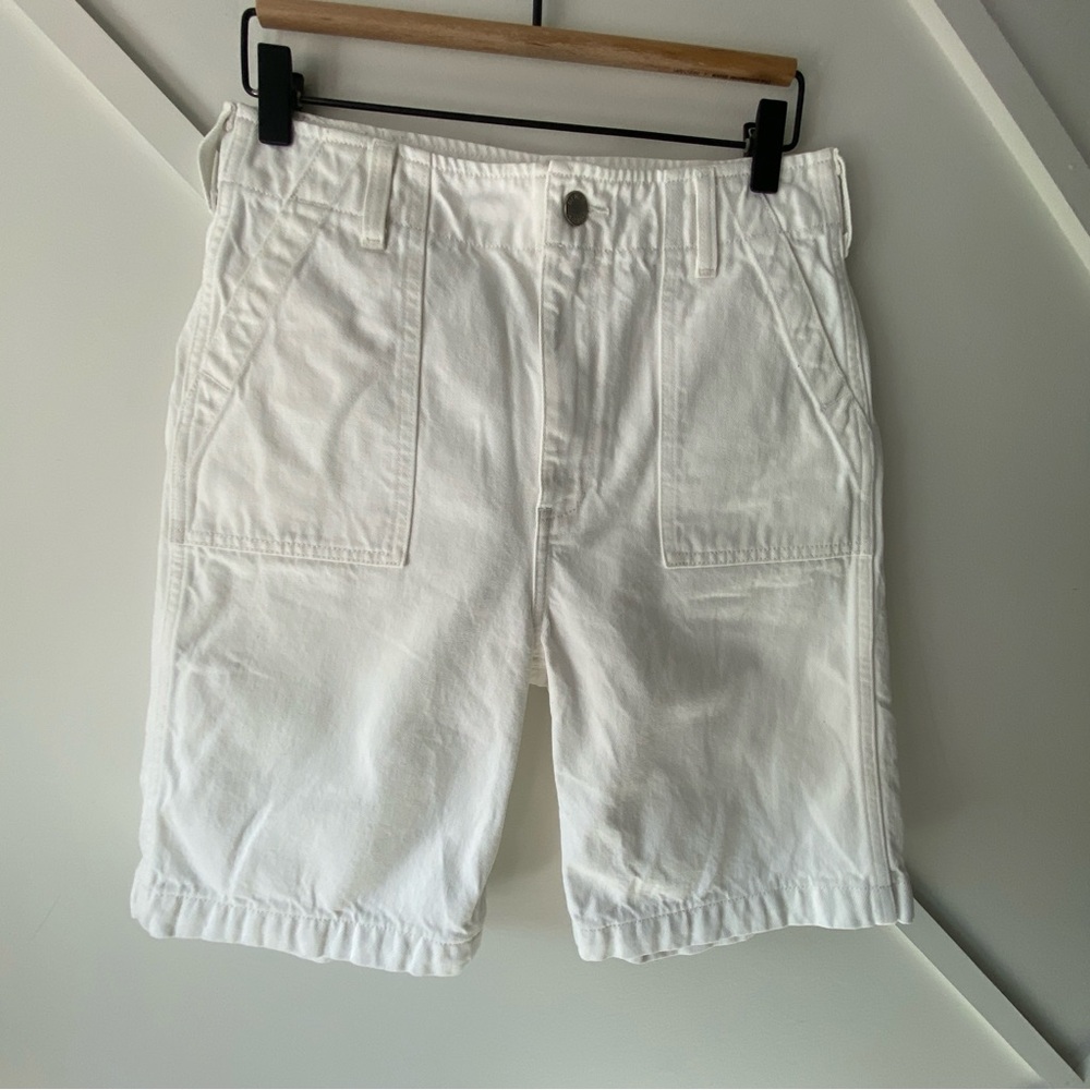 Aritzia Denim Forum White High Rise Bermuda Relaxed Jean Shorts 25 Fits Big